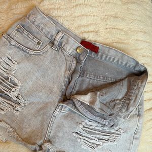 super hi rise distressed jean shorts